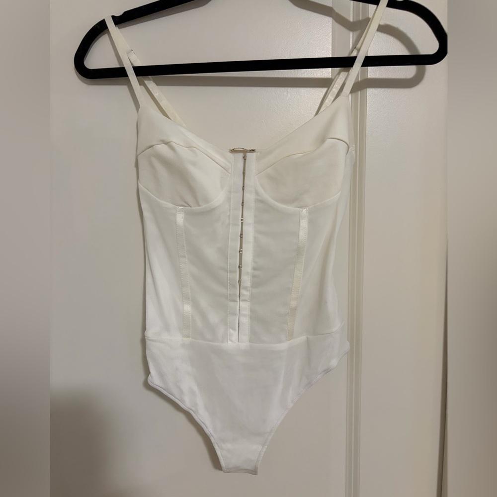 Free People Night Rhythm Corset Bodysuit in Ivory